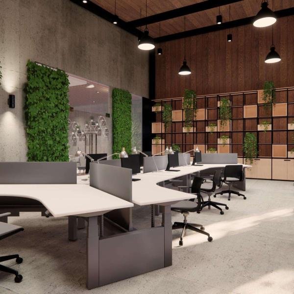 Interior Empty Modern Loft Office open space modern office footage.Modern open concept Lobby and reception area meeting room design.4k .Rendering 3d.